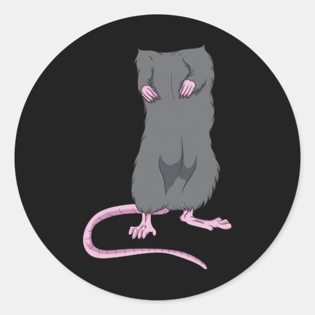 Sticker Rond Fun Souris sans tête Halloween Rat Body Costume fa (Devant)