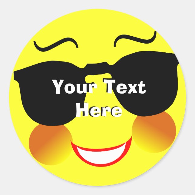 Sticker Rond Fun Summer Sun Face Personnalisé (Devant)