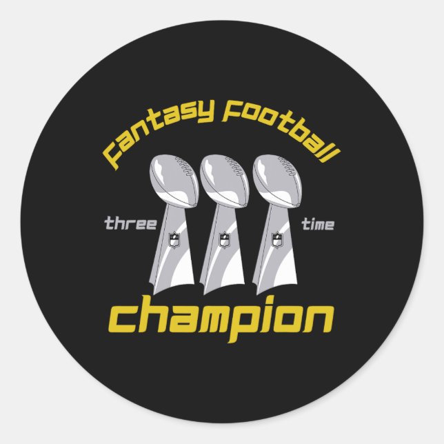 Sticker Rond Fun Three Time Fantasy Football League Champion Tr (Devant)
