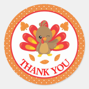 Sticker Rond Fun Turkey Thanksgiving Merci