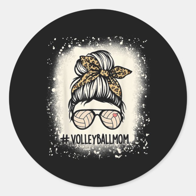Sticker Rond Fun Volleyball Maman Volleyball Lover Maman Messy  (Devant)