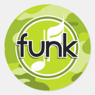 Sticker Rond Funk ; camo vert vif, camouflage