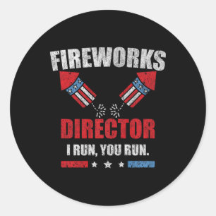 Sticker Rond Funky 4 juillet Fireworks Directeur Je Vous Exécut