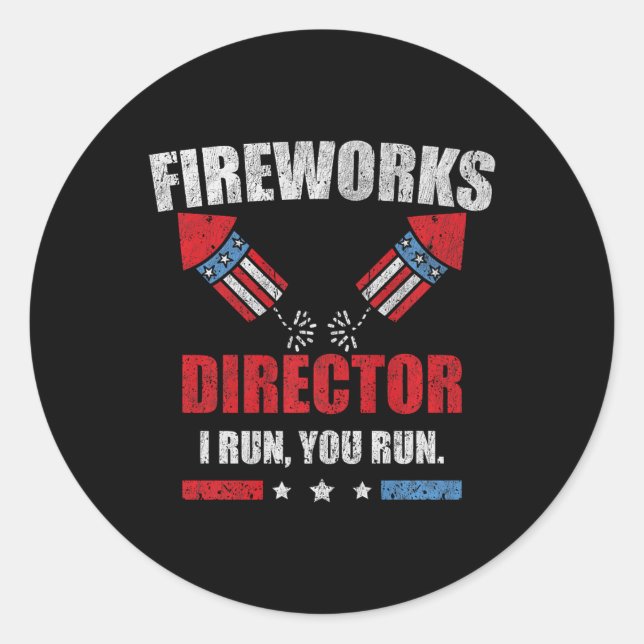 Sticker Rond Funky 4 juillet Fireworks Directeur Je Vous Exécut (Devant)