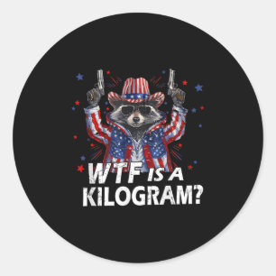 Sticker Rond Funky 4 juillet Raccoon Usa Wtf Est Kg Feral Amer