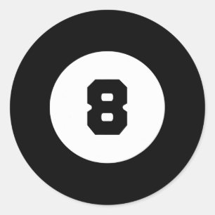 Sticker Rond Funky 8 Ball Magic Huit Ball Billard Pool Noir