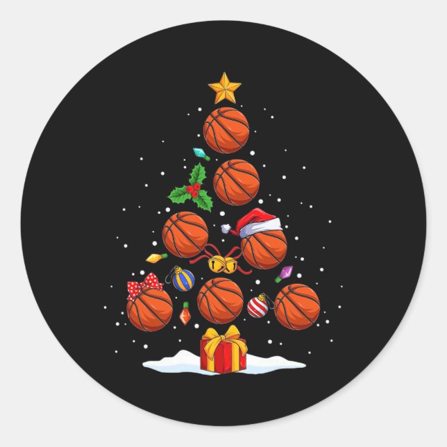 Sticker Rond Funky Basketball Noël Arbre Lumières Noël Pour Moi (Devant)