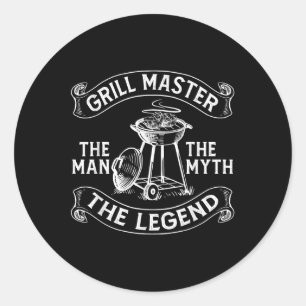 Sticker Rond Funky Bbq Smoker Grill Master L'Homme La Jambe Myt