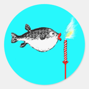 Sticker Rond Funky Birthday Wish Fish