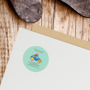 Sticker Rond Funky Car Moving Faire-part