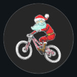 Sticker Rond Funky Christmas Mountain Bike Santa Claus MTB<br><div class="desc">Funky Christmas Mountain Bike Santa Claus MTB</div>