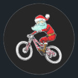 Sticker Rond Funky Christmas Mountain Bike Santa Claus MTB<br><div class="desc">Funky Christmas Mountain Bike Santa Claus MTB</div>