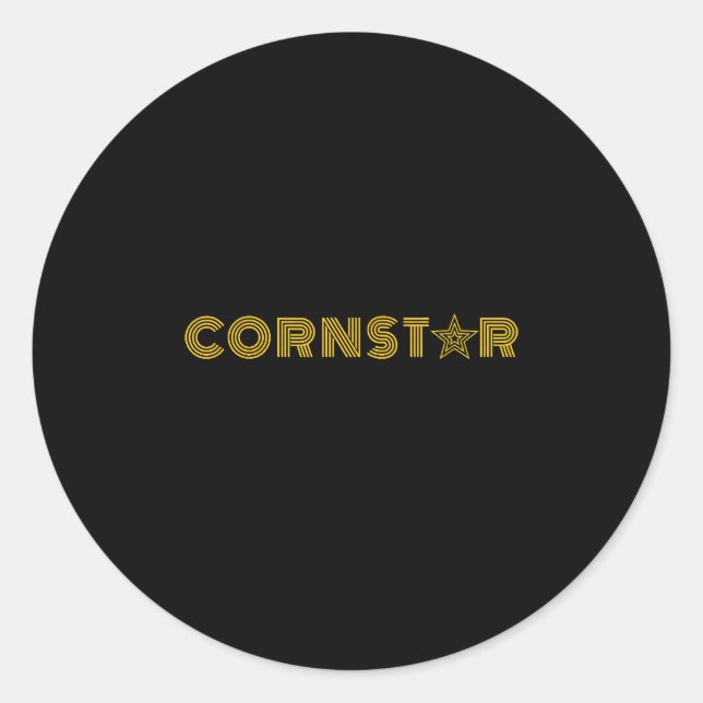 Sticker Rond Funky Cornhole Team Cornstar (Devant)