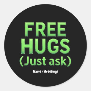 Sticker Rond Funky Free Hugs Posez-Vous Simplement À La Famille