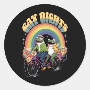 Sticker Rond Funky Frog Gay Rights LGBT Rainbow Pride Mois