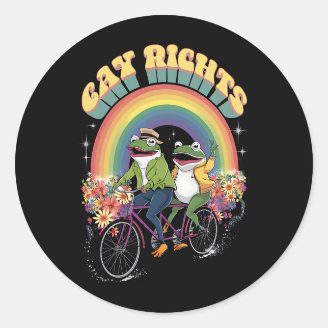 Sticker Rond Funky Frog Gay Rights LGBT Rainbow Pride Mois (Devant)