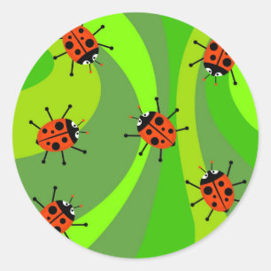 Sticker Rond Funky Ladybugs