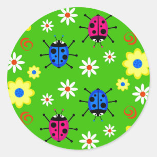 Sticker Rond Funky Ladybugs