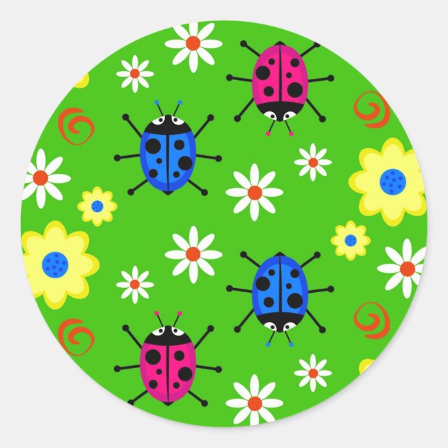 Sticker Rond Funky Ladybugs (Devant)