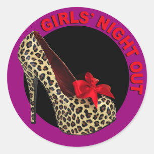 Sticker Rond Funky Leopard Stiletto Girls Night Out
