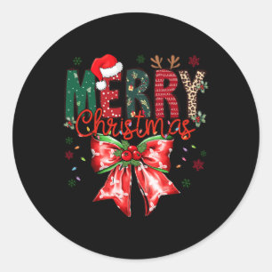 Sticker Rond Funky Noël Coquette Bow Joyeux Noël 1