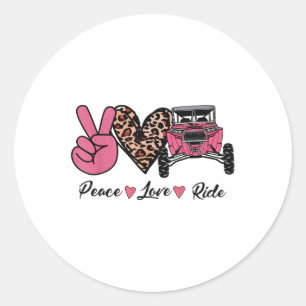Sticker Rond Funky Off Road Côté À Côté Utv Peace Love Ride Sx