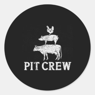 Sticker Rond Funky Pit Crew Grilling Fumer Porc De Poulet B
