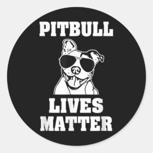 Sticker Rond Funky Pitbull Vit Chien Dit Chemise Sensibilisatio