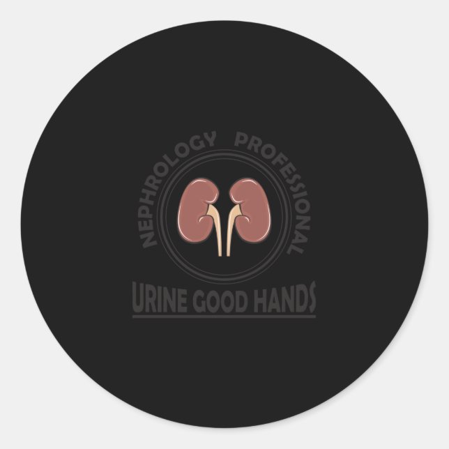 Sticker Rond Funky Santé Médicale Néphrologie Urine pun de rein (Devant)