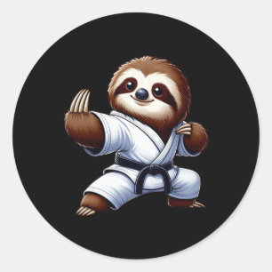 Sticker Rond Funky Sloth Karate Martial Arts Japonais Martial A