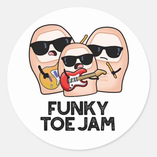 Sticker Rond Funky Toe Jam Funny Music Pun  (Devant)