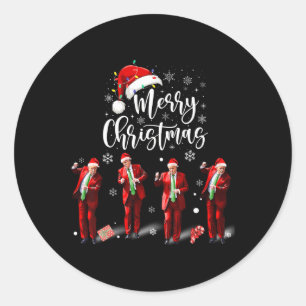Sticker Rond Funky Trump Dance Santa Claus Joyeux Noël