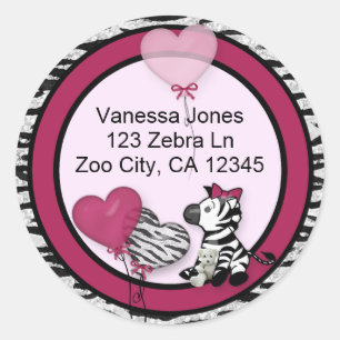 Sticker Rond Funky Zebra Baby shower Enveloppe Phoques étiquett