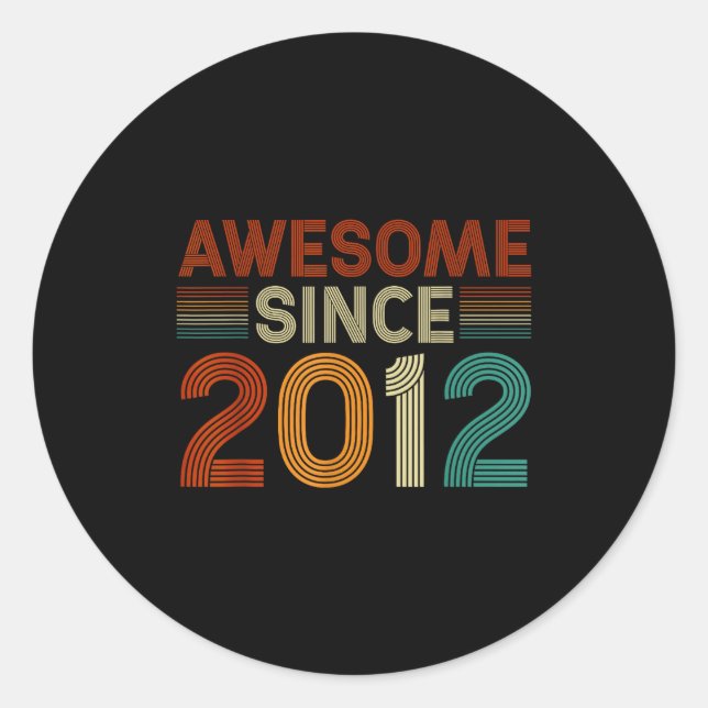 Sticker Rond Funny 13 Year Old Awesome Since 2012 Birthday Son  (Devant)