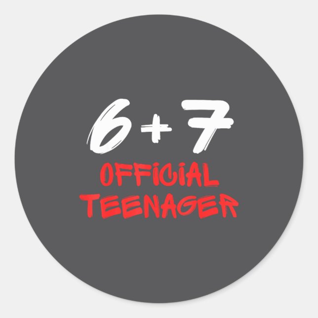 Sticker Rond Funny 13th Birthday Teenager 6+7 Year Old Boys Kid (Devant)