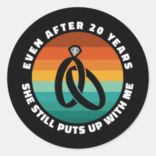 Sticker Rond Funny 20 ans Anniversaire Elle 20e Anniversaire Co