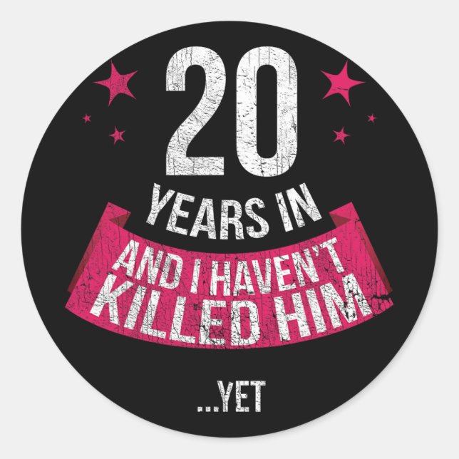 Sticker Rond Funny 20e anniversaire de Mariage Femme T-shirt ca (Devant)
