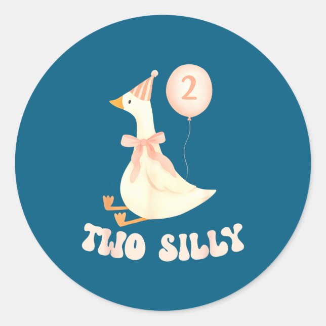 Sticker Rond Funny 2nd Birthday Two Silly Goose 2 Year Old Birt (Devant)