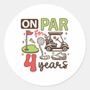 Sticker Rond Funny 4e Anniversaire Chemise de Golf 4 Ans Golfeu