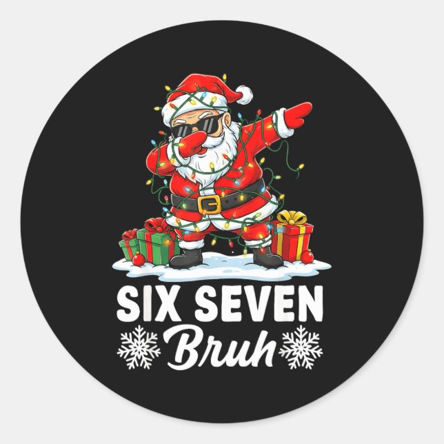 Sticker Rond Funny 67 Bruh Christmas 6 7 Six Seven Bruh Meme Xm (Devant)