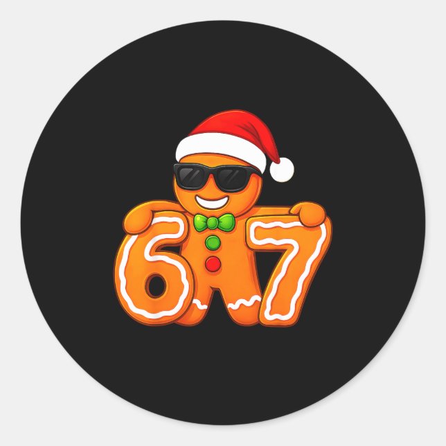 Sticker Rond Funny 67 Christmas 6 7 Gingerbread Six Seven For K (Devant)