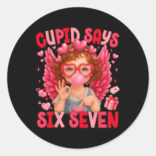 Sticker Rond Funny 67 Cupidon dit six sept couple de la Saint-V