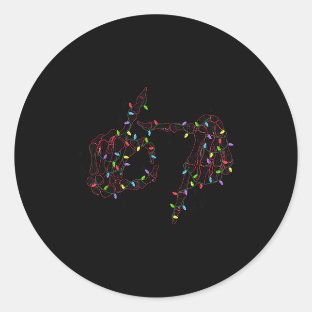 Sticker Rond Funny 67 Hand Six Seven Meme Brainrot Christmas Xm (Devant)