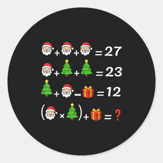 Sticker Rond Funny 67 Meme Christmas Math Teacher Santa Six Sev (Devant)