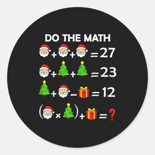 Sticker Rond Funny 67 Meme Christmas Math Teacher Santa Six Sev (Devant)