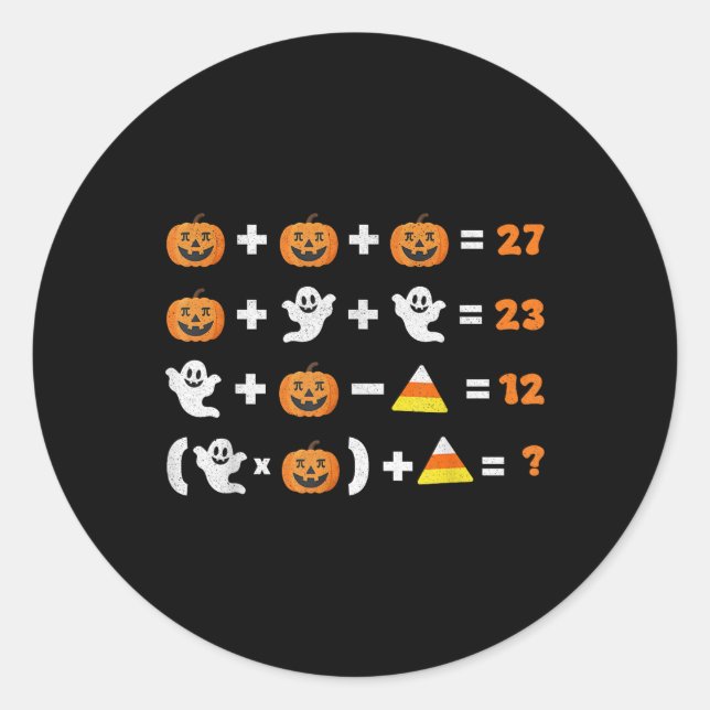 Sticker Rond Funny 67 Meme Pumpkin Ghost Math Teacher Halloween (Devant)