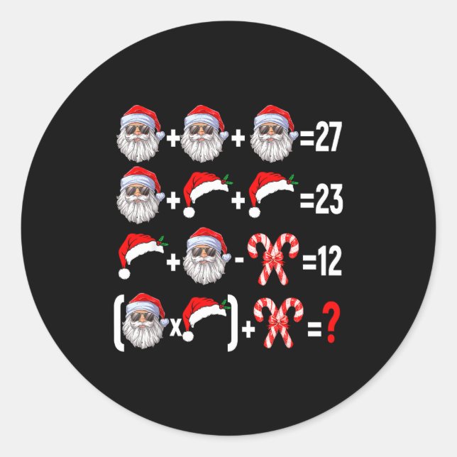 Sticker Rond Funny 67 Meme Santa Christmas Tree Math Teacher Xm (Devant)