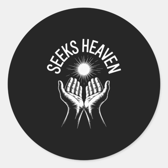 Sticker Rond Funny 67 Meme Seeks Heaven Ironic Spiritual Religi (Devant)