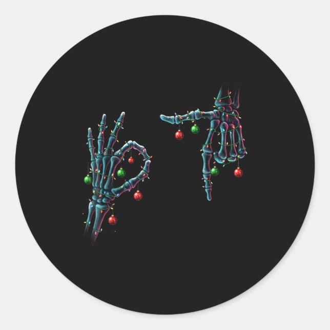 Sticker Rond Funny 67 Meme Skeleton 67 Christmas Holiday Women  (Devant)