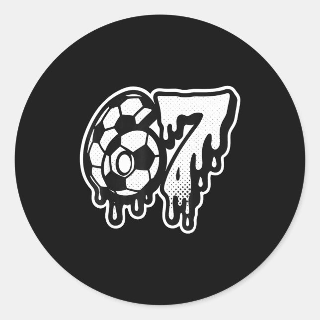 Sticker Rond Funny 67 Meme Slang Soccer Ice Cream Drip Six Seve (Devant)